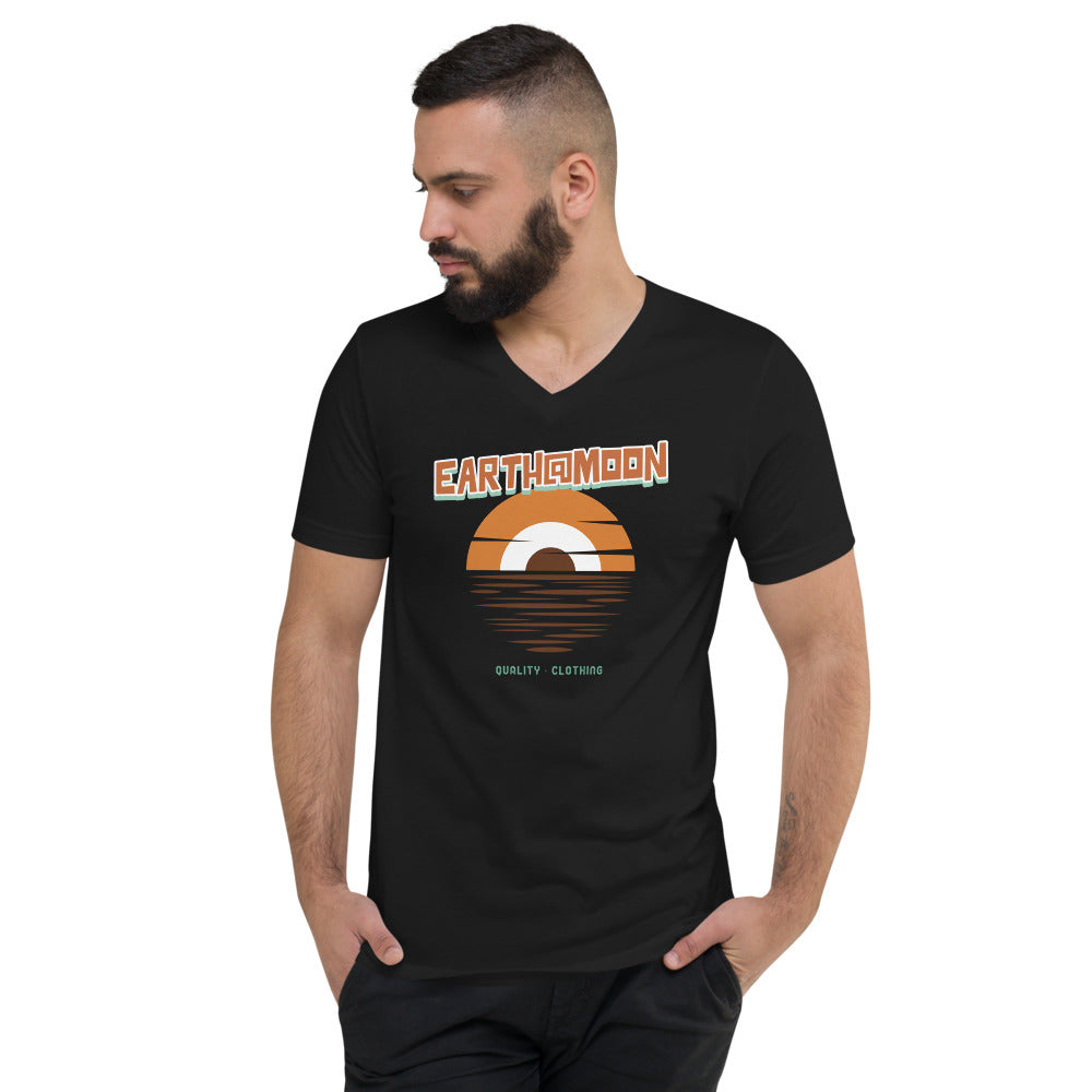 Sunset sketch21  Short Sleeve V-Neck T-Shirt